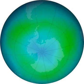 Antarctic ozone map for 2018-02